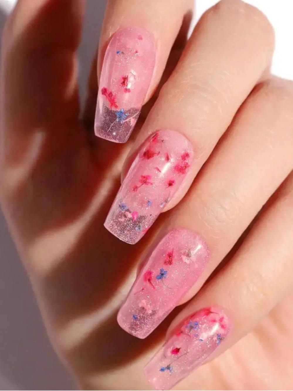 New Floral + Pink Shimmer Dip Powder in First Crush